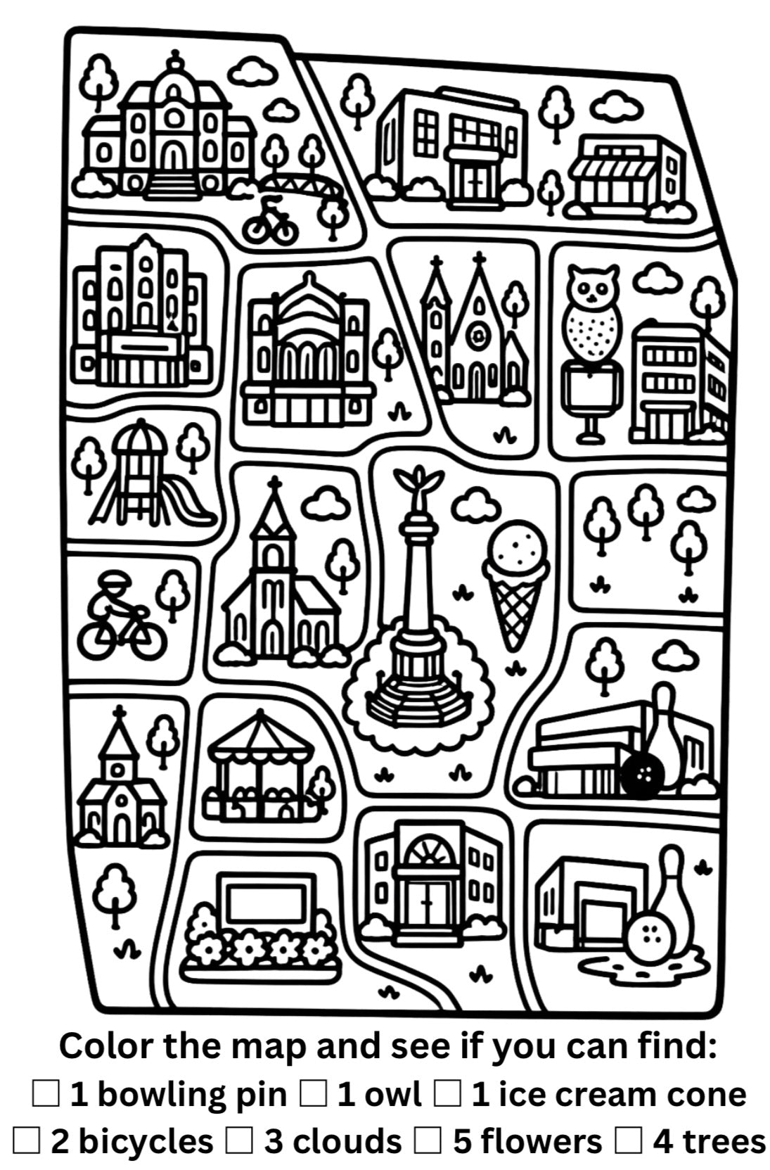 FREE DOWNLOAD: Logan Square Search & Find Coloring Map